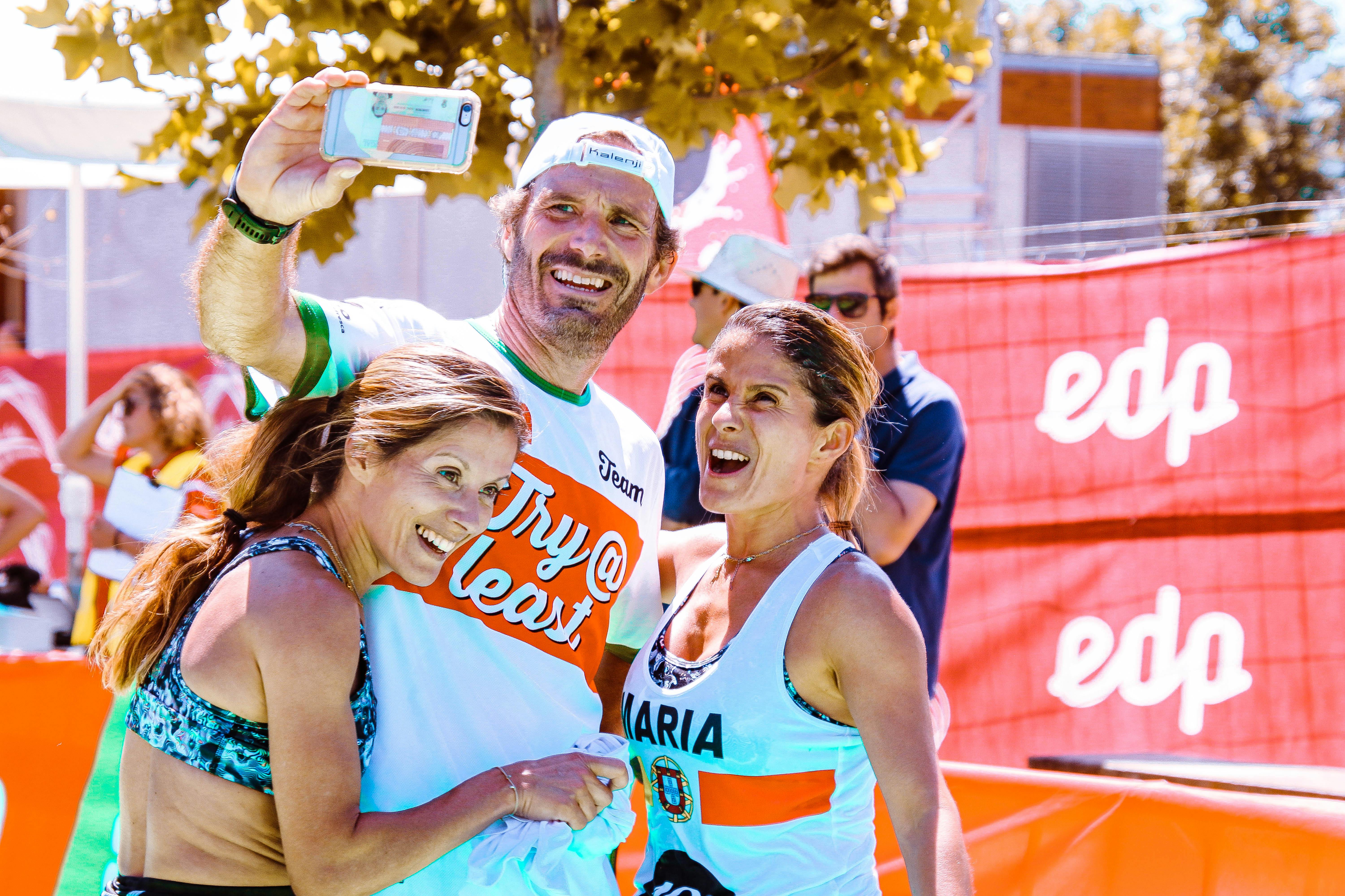 Runner taking a selfie at a race